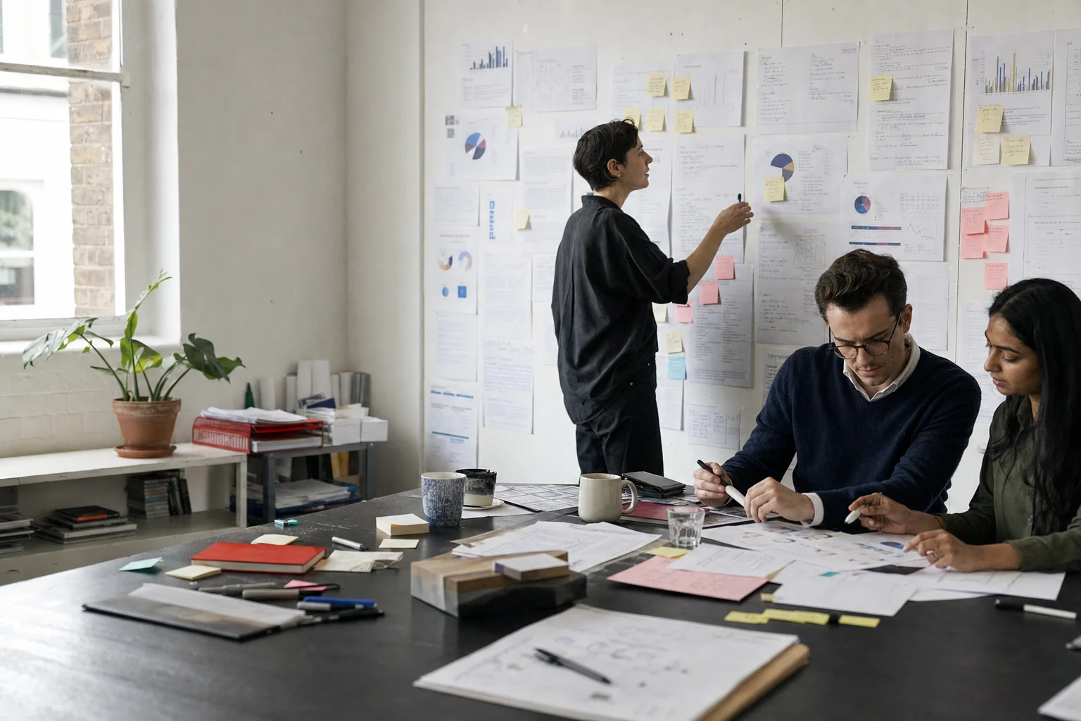 Researchers reviewing customer feedback